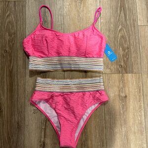 Cupshe pink two-piece bathing suit. Top is size large and bottom is size medium